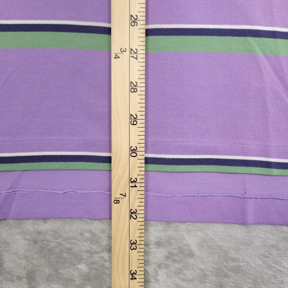 Polo Golf Ralph Lauren Large Purple Green Striped Short Sleeve Polo Shirt Casual